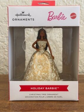 2025 Hallmark Holiday Barbie Christmas Ornament Gold Dress Black Barbie NIB